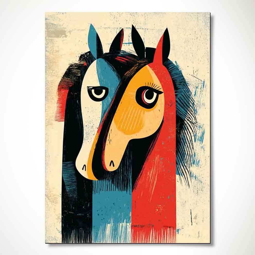 Aşık Atlar Retro Popart Geometrik Soyut Tablo TB_00004