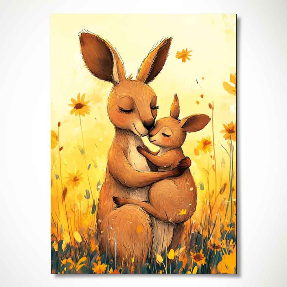 “Kanguru Ailesi 2 – Sıcak Tonlarda Sevimli Hayvan Temalı Tablo” TB_00024