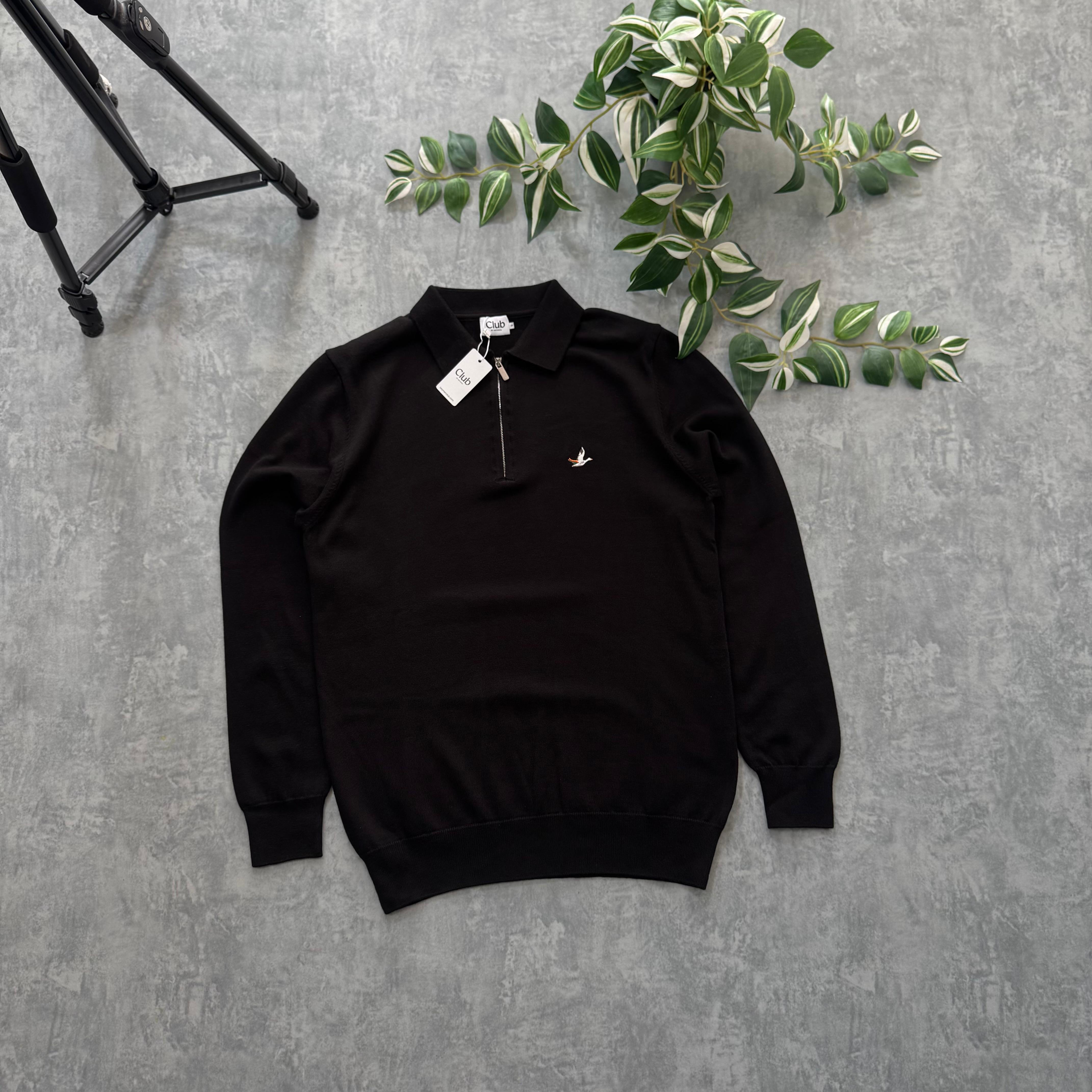 Half Zip Triko Sweatshirt  - Siyah image