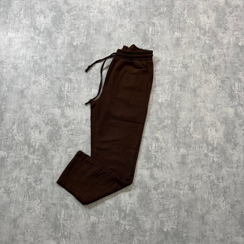 Zara Ham Keten Pantolon/Kahverengi image