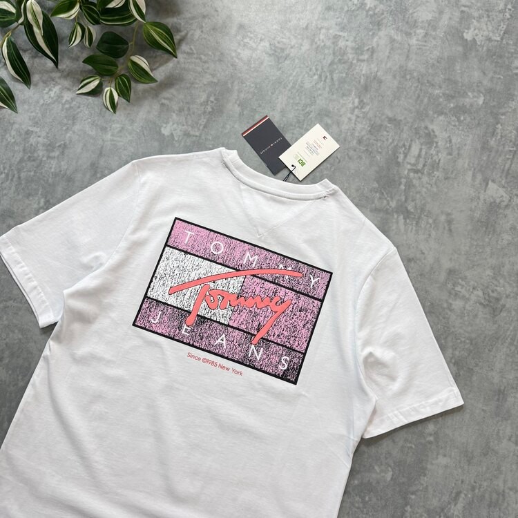 T.H Yeni Sezon Back To Print T-shirt/Beyaz