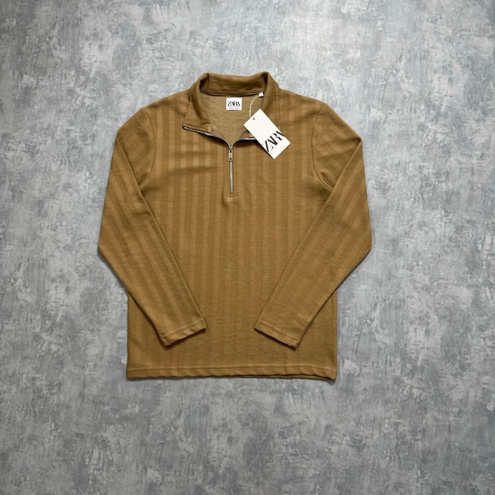 Zara Half Zip New Season Sweatshirt/Kahve image
