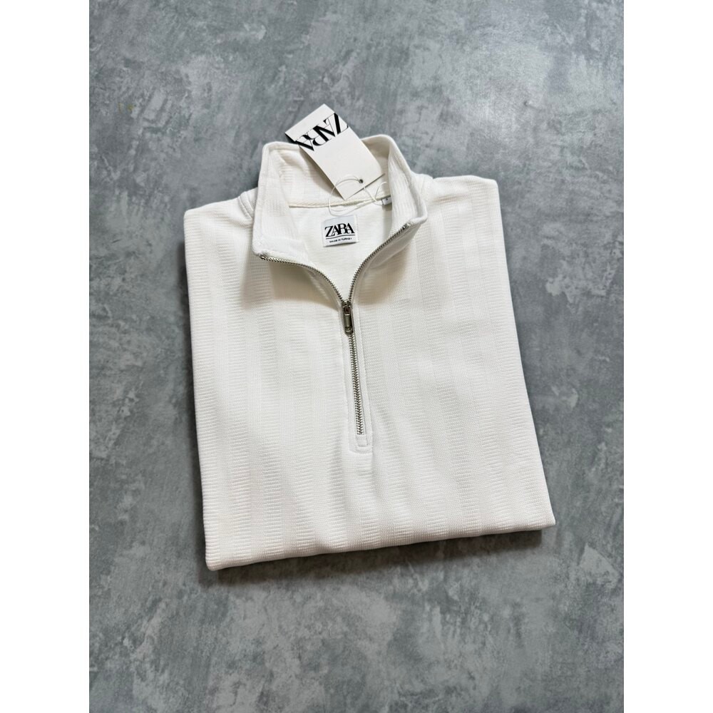 Zara Half Zip New Season Sweatshirt/Beyaz