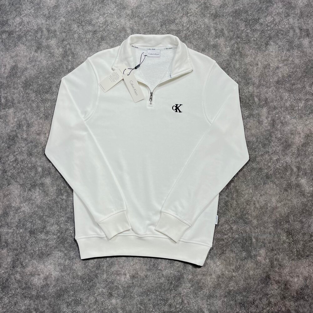 Ck Nakış Logo Half Zip Sweatshirt/Beyaz main variant image