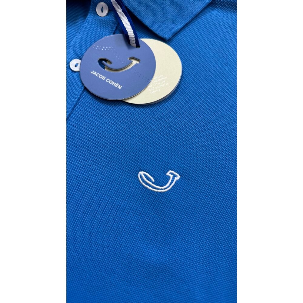 Jacop Cohen Nakış Logo Polo Yaka T-shirt/Mavi