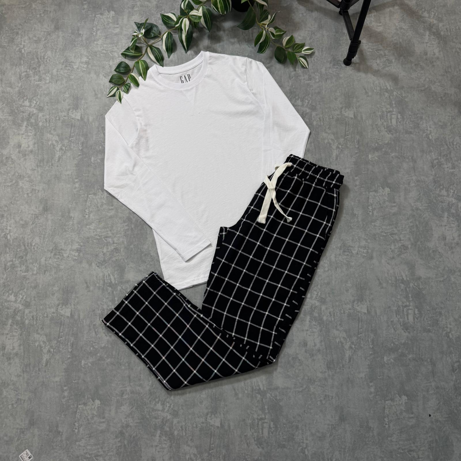 Gap Yeni Sezon Ekoseli Pijama Takımı - Siyah image