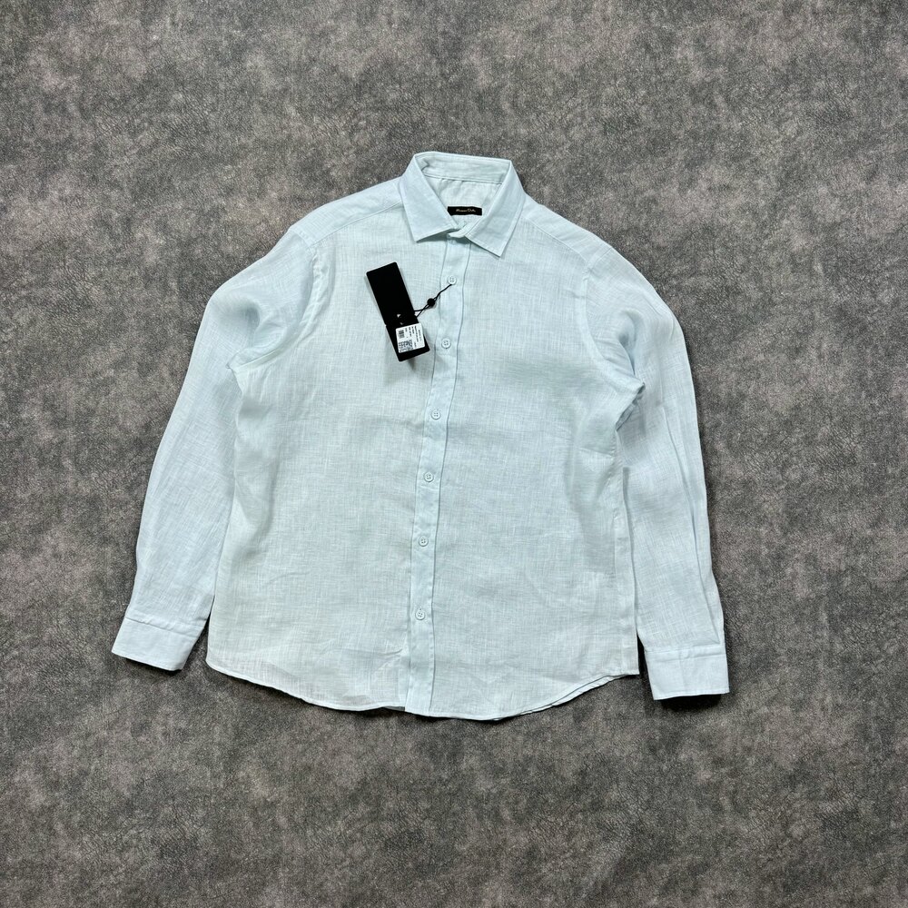 Massimo Dutti %100 Keten Gömlek/Açık Mavi image