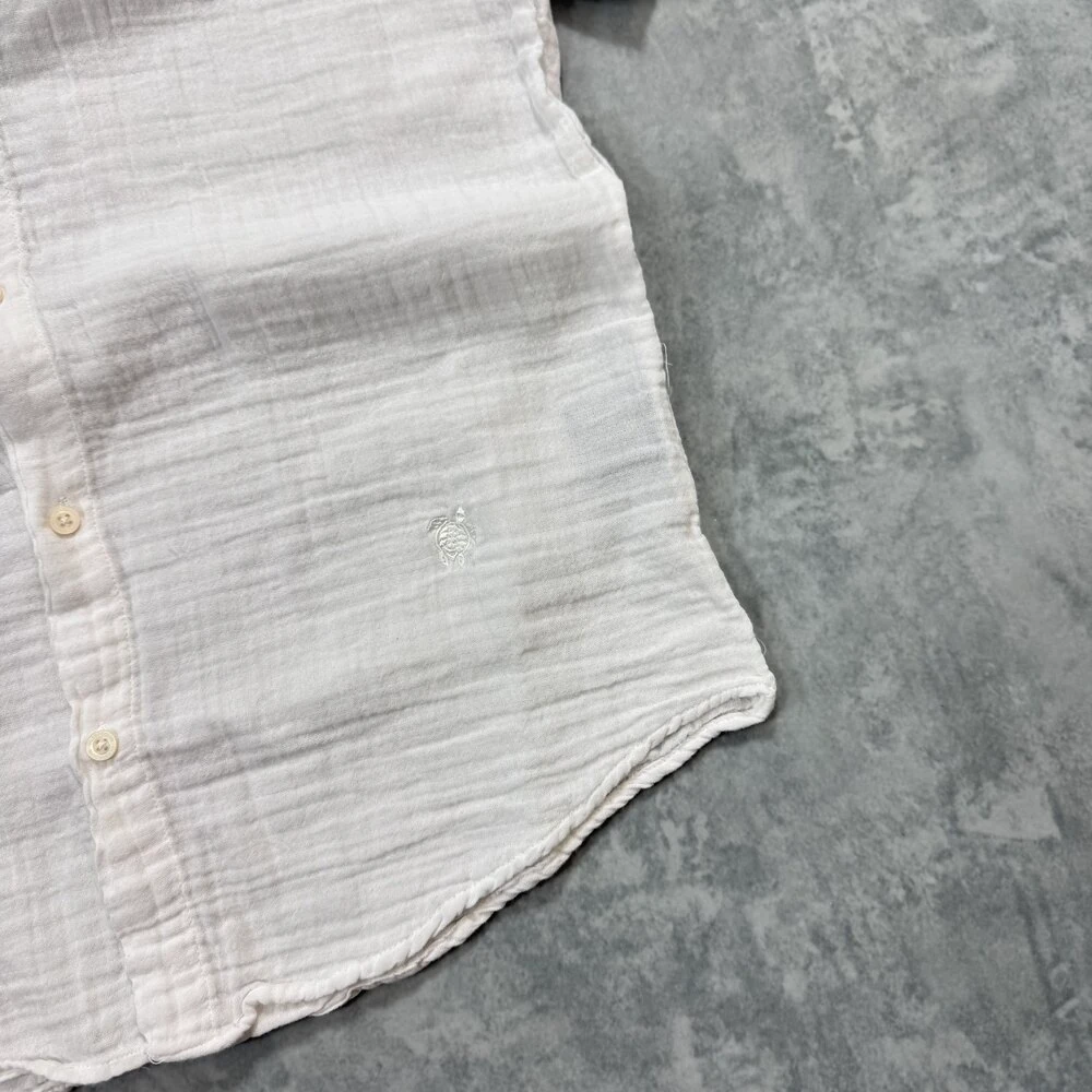 Vilebrequin Müslin Kumaş Kısa Kollu Gömlek/Beyaz