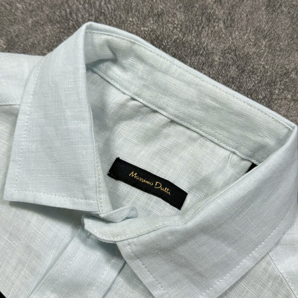 Massimo Dutti %100 Keten Gömlek/Açık Mavi