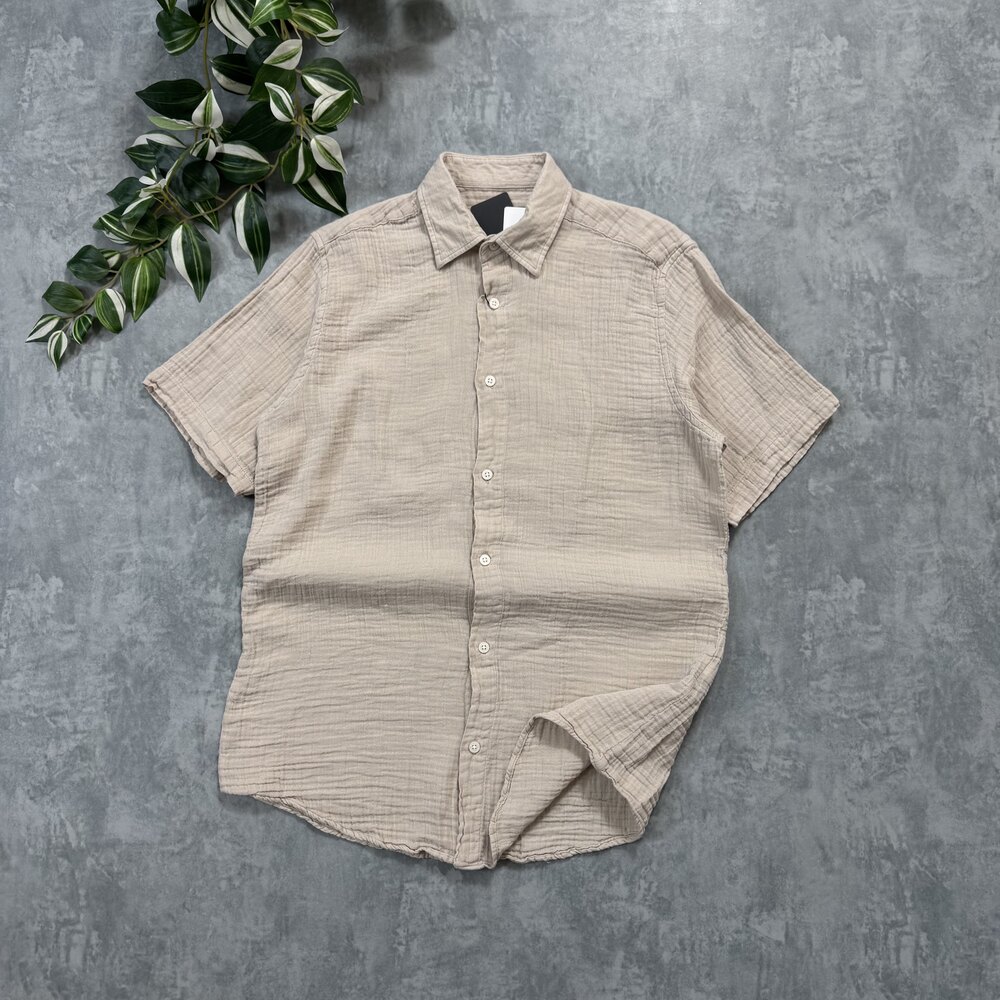 Vilebrequin Müslin Kumaş Kısa Kollu Gömlek/Bej
