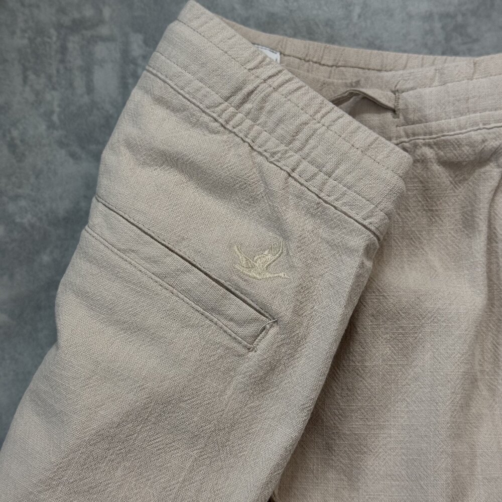 Ham Keten Renge Renk Logo Yeni Sezon Pantolon/Bej