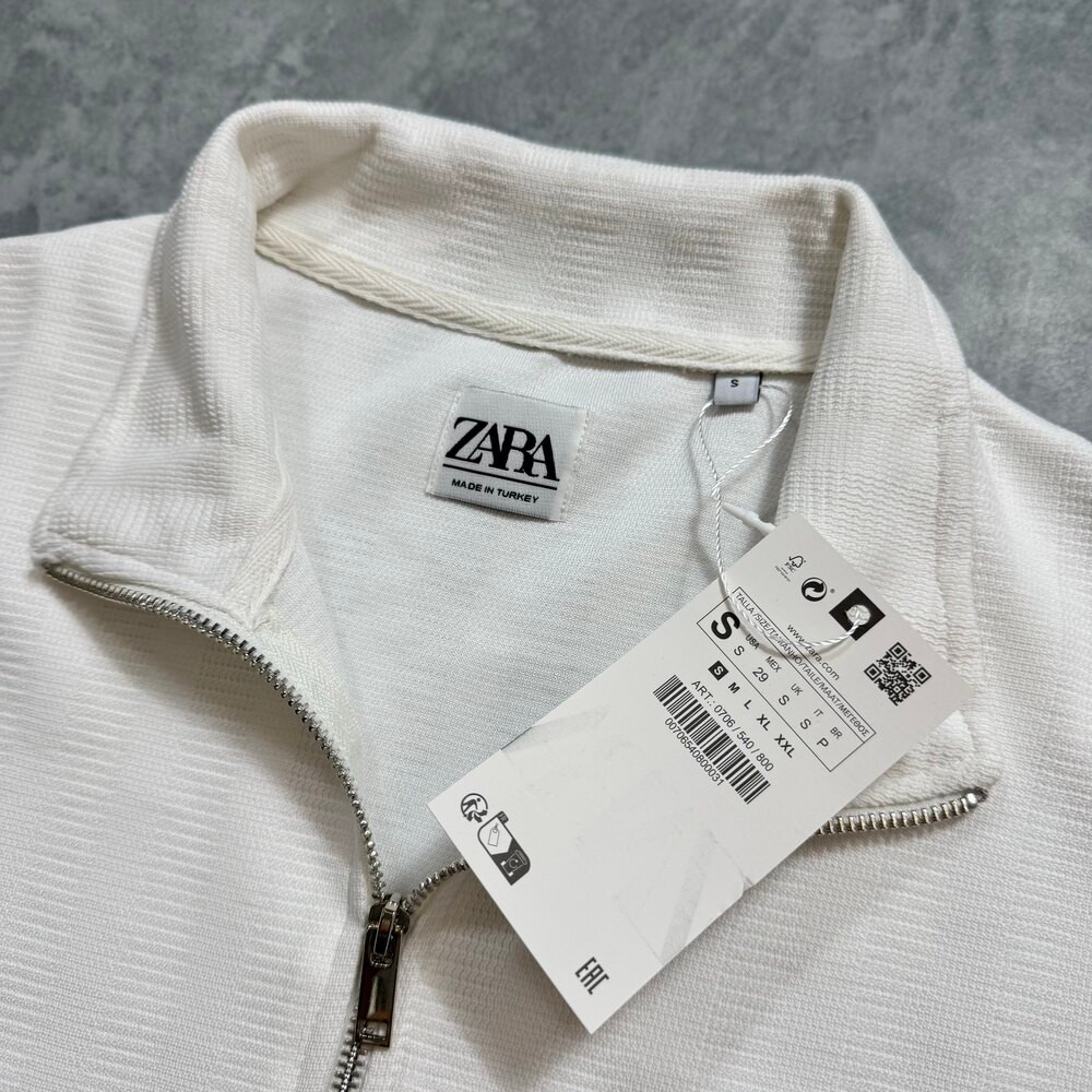 Zara Half Zip New Season Sweatshirt/Beyaz