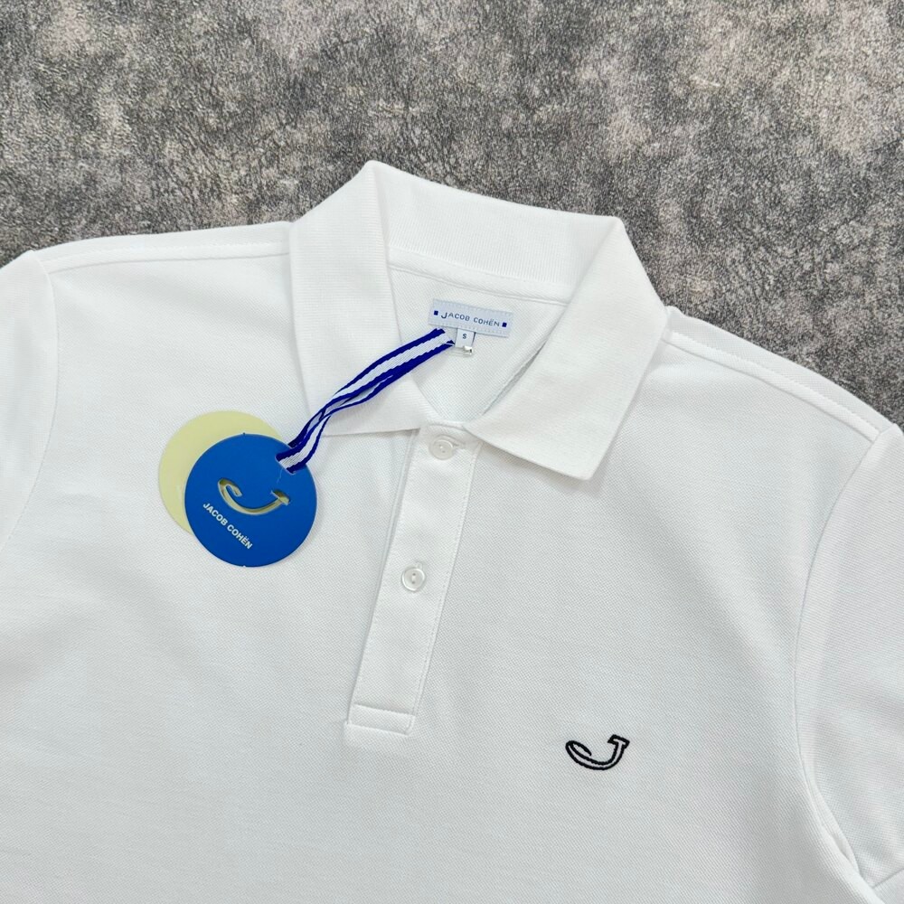 Jacop Cohen Nakış Logo Polo Yaka T-shirt/Beyaz