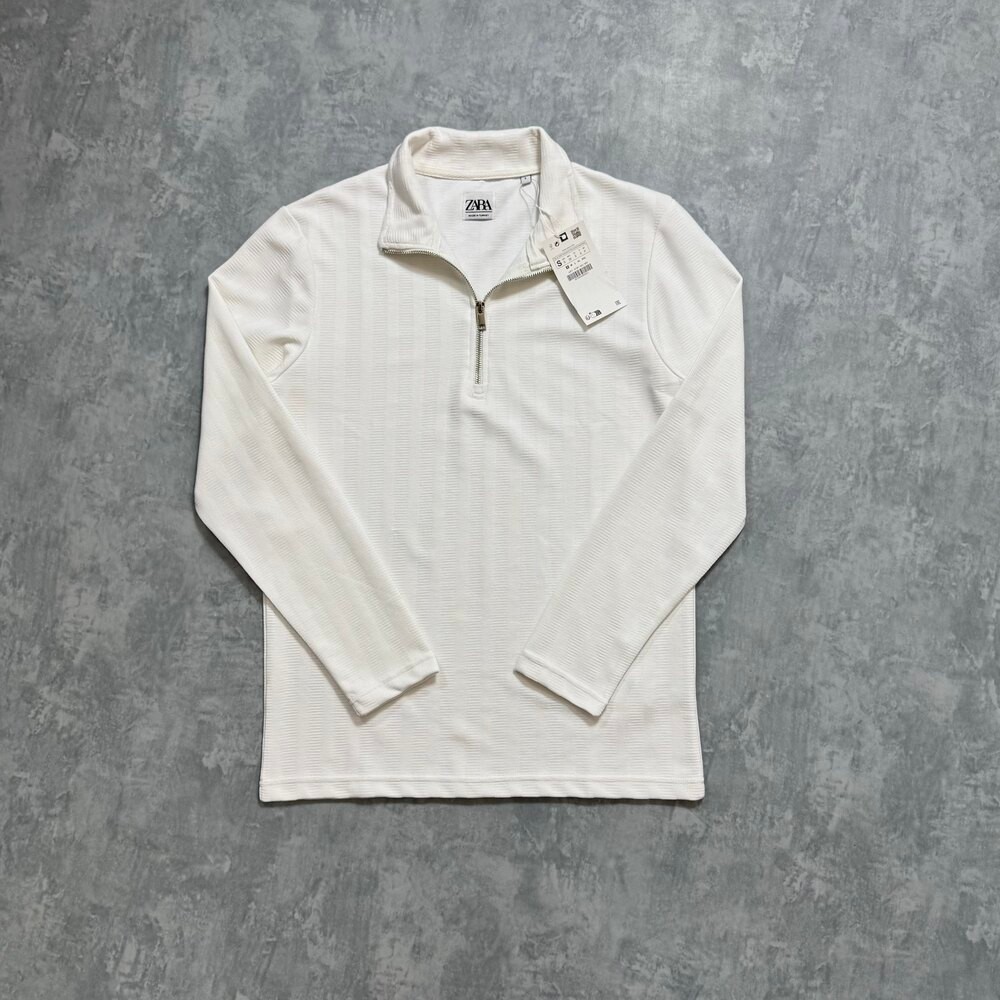 Zara Half Zip New Season Sweatshirt/Beyaz image