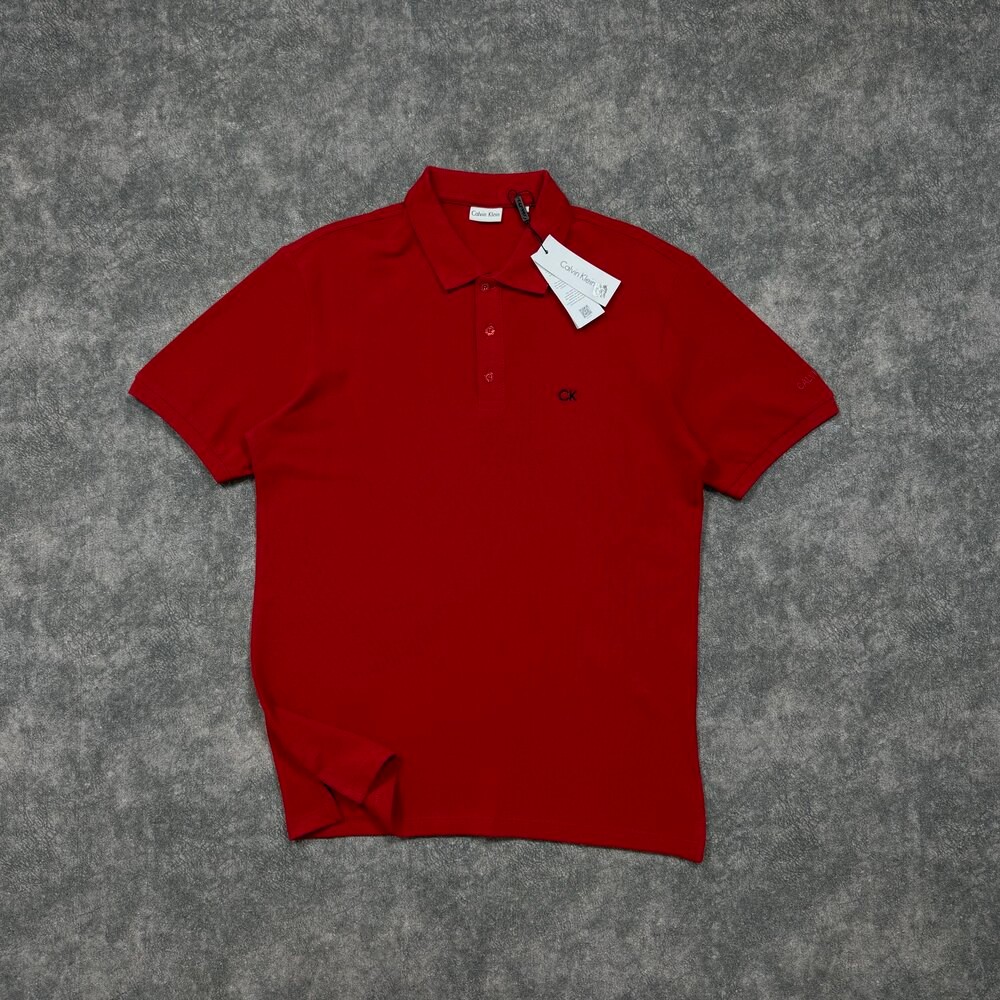 Ck Nakış Logo Polo Yaka T-Shirt/Kırmızı image