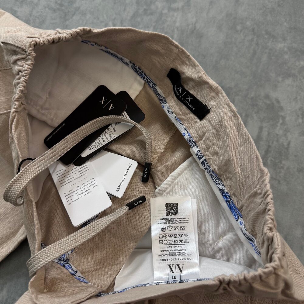 Armani Exchange Ham Keten Pantolon/Ekru