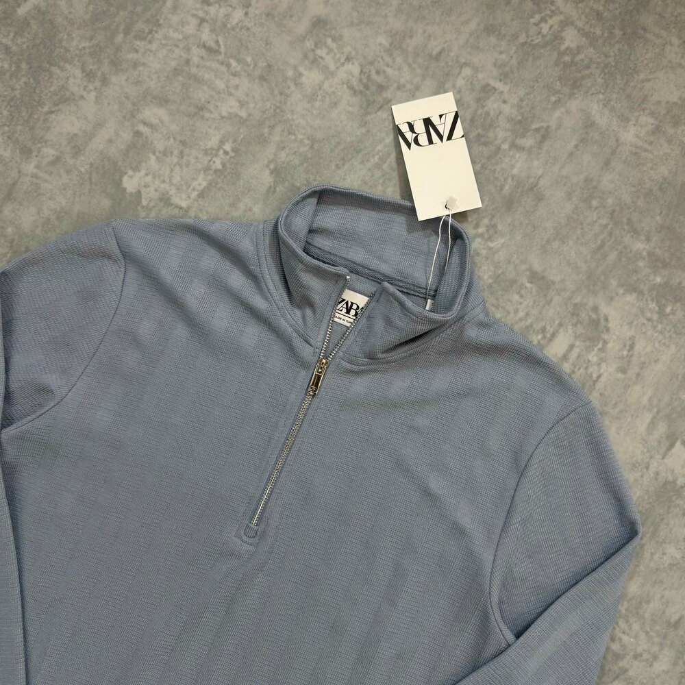 Zara Half Zip New Season Sweatshirt/Mavi