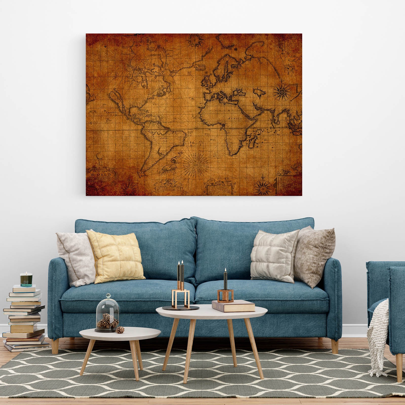 Antik Dünya Haritası Kanvas Tablo