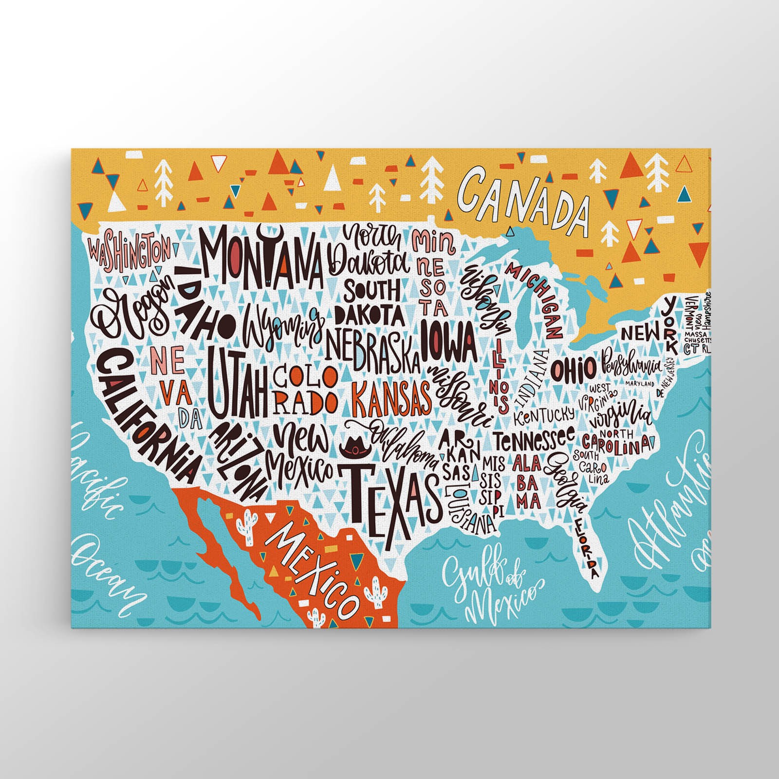 ABD Haritası Kanvas Tablo