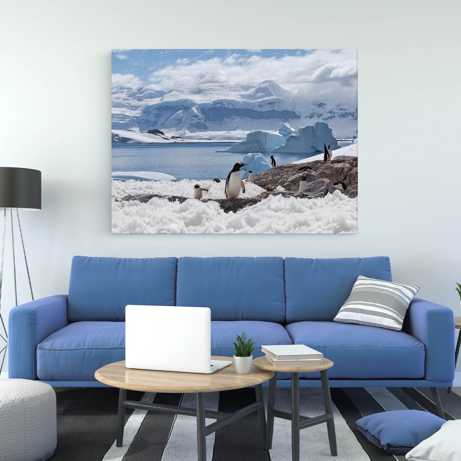 Antarktika Buzdağı Penguenleri Kanvas Tablo