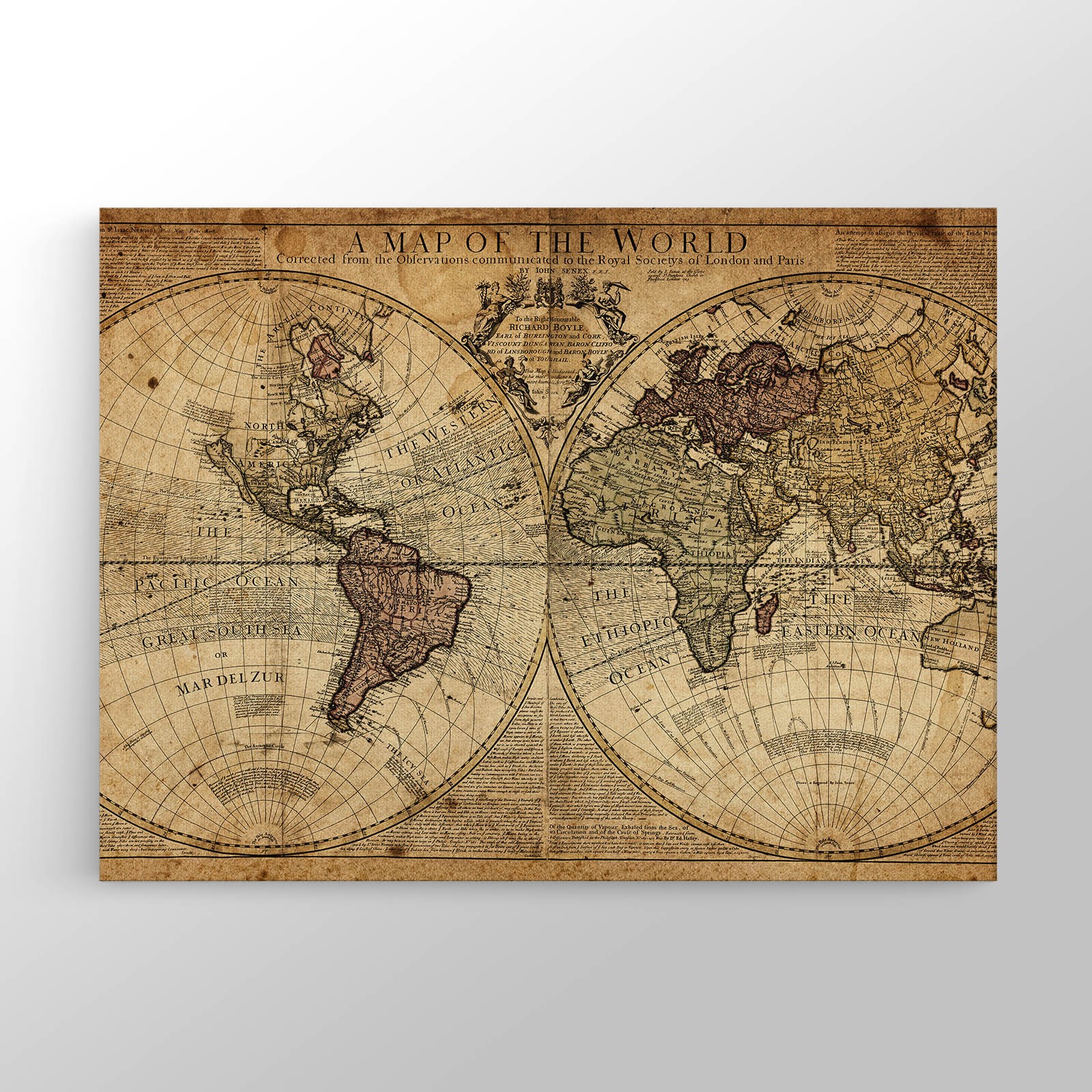 Eski Vintage Dünya Haritası Kanvas Tablo