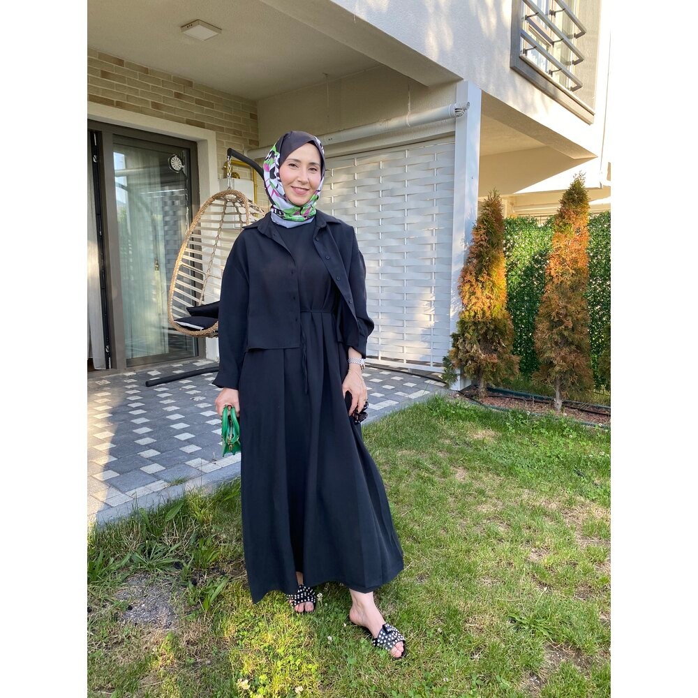 GÖMLEKLİ ELBİSE SİYAH