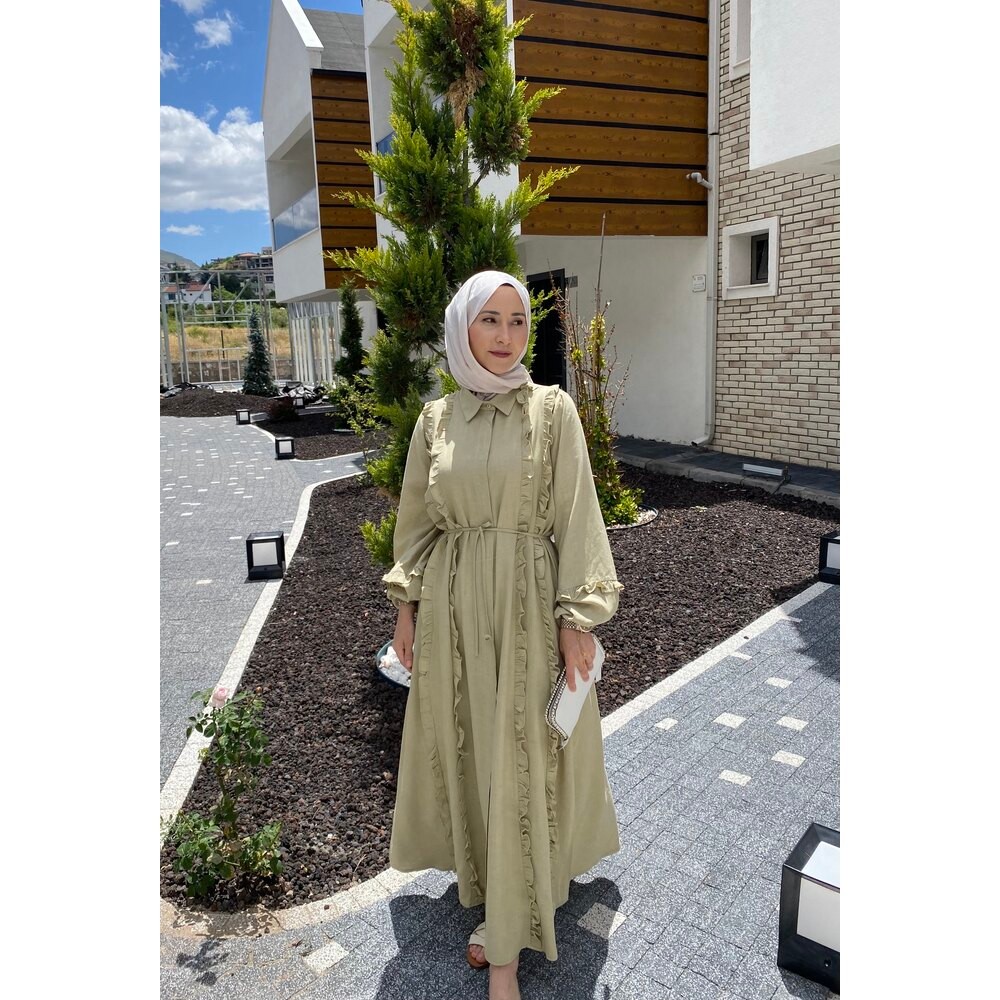 ISABELLA KETEN ELBİSE YEŞİL