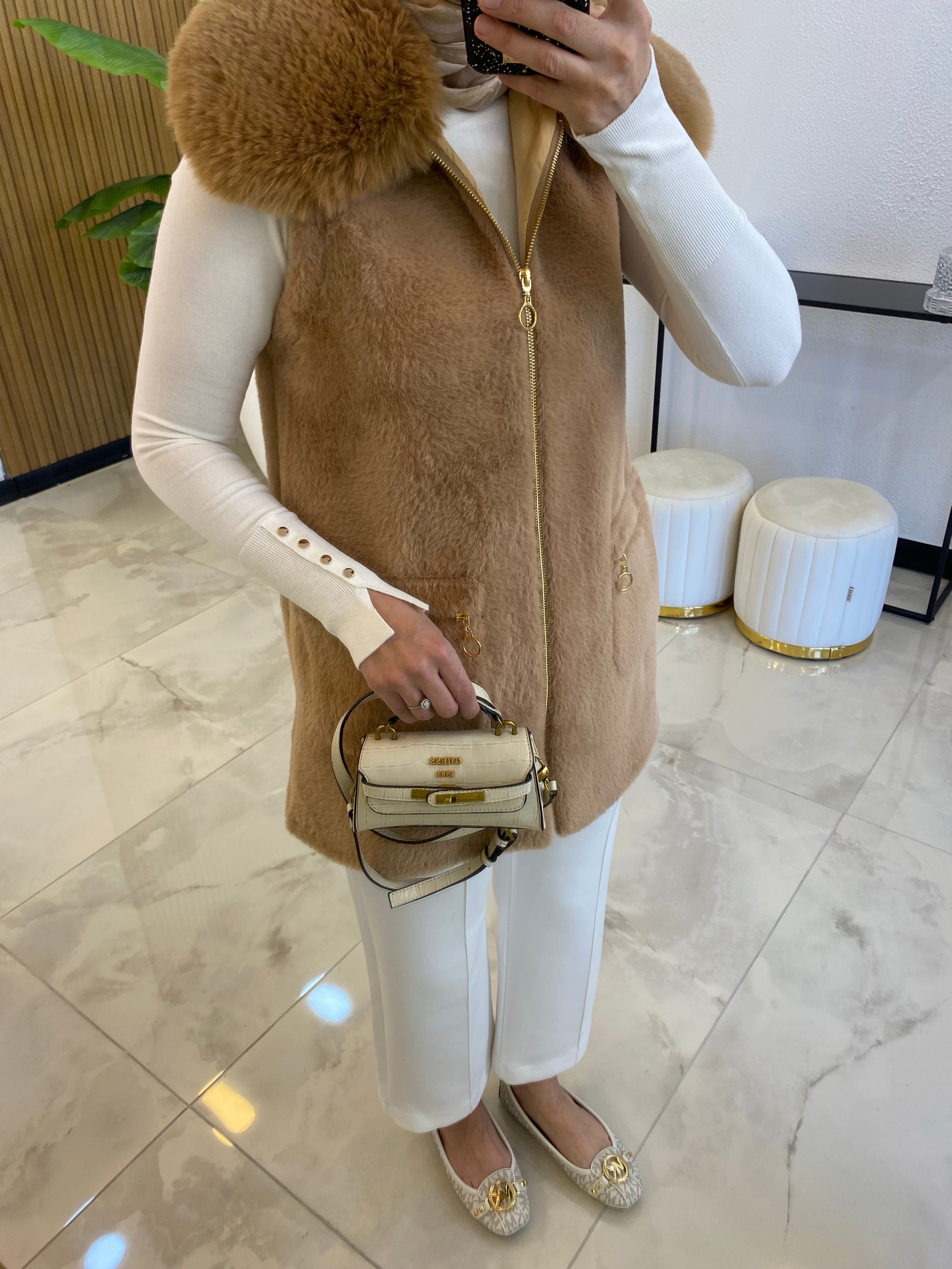 PREMIUM ANGORA YELEK CAMEL