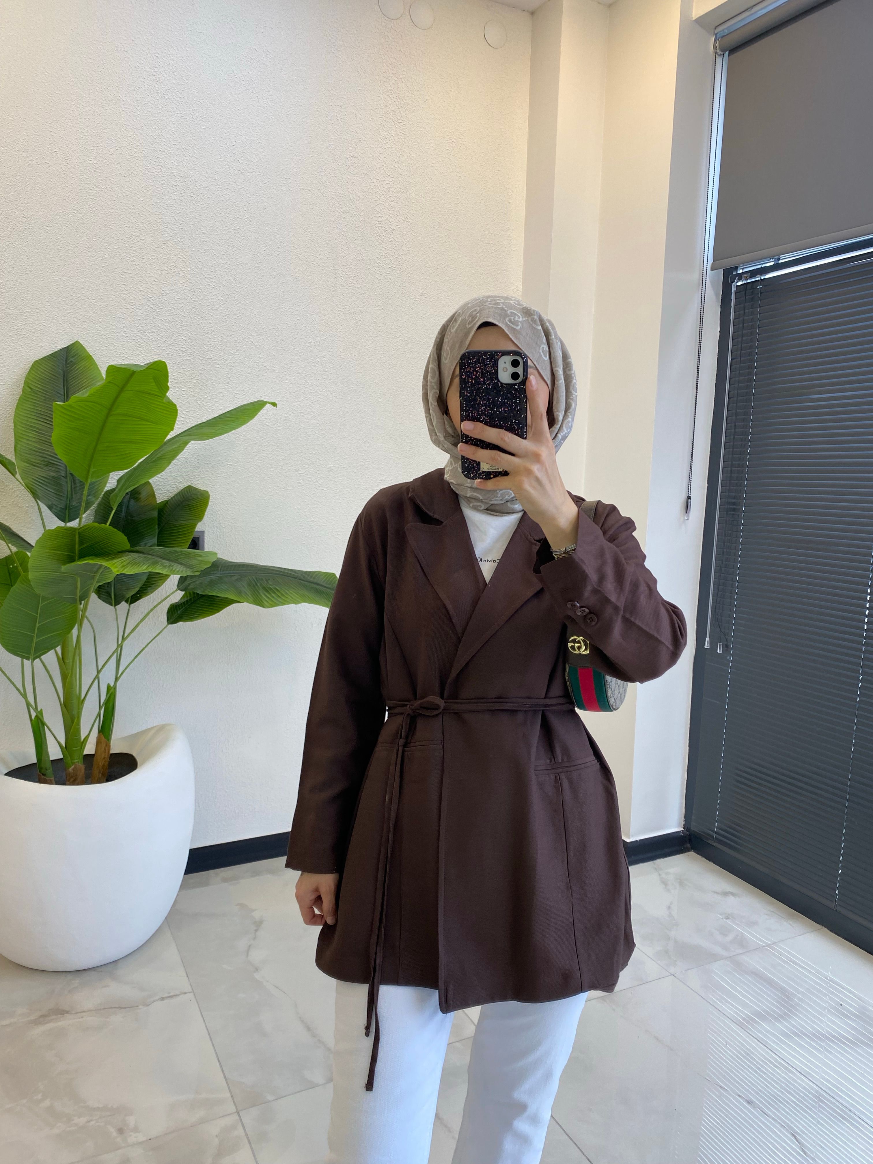 BAĞCIKLI KETEN BLAZER ACIKAHVE