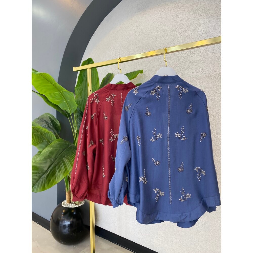 İŞLEMELİ KİMONO BORDO