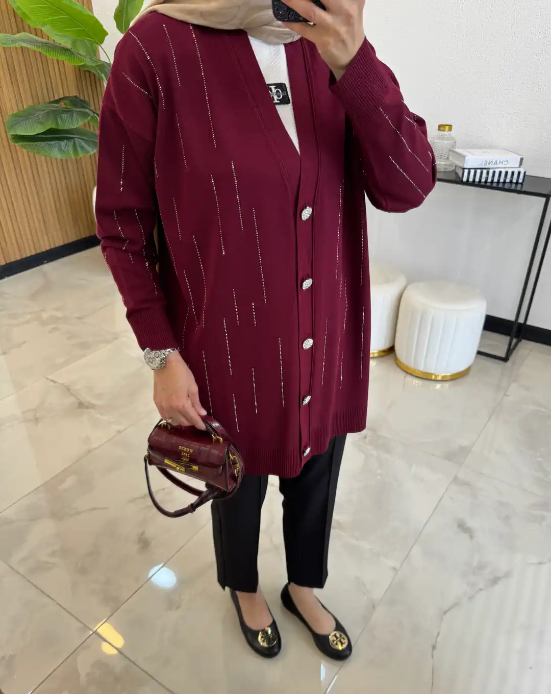 MEYRA TAŞLI HIRKA BORDO