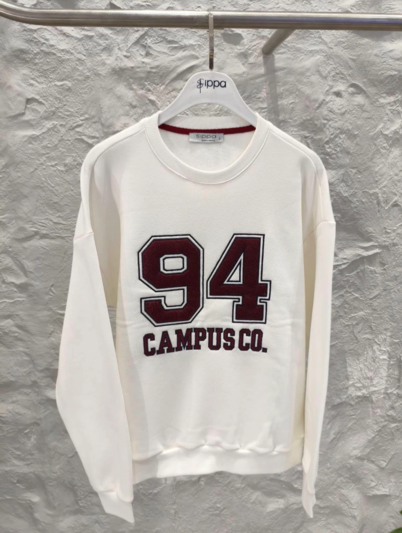 NAKIŞLI CAMPUS SWEAT BEYAZ