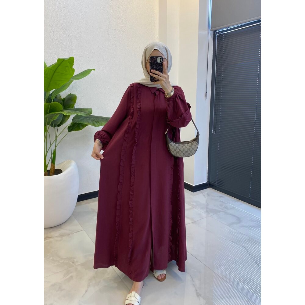 ISABELLA KETEN ELBİSE BORDO
