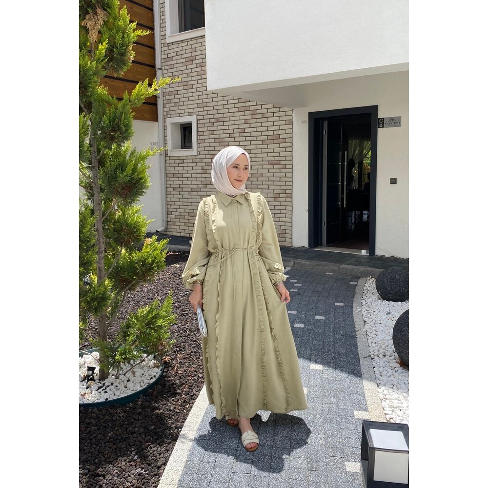 ISABELLA KETEN ELBİSE YEŞİL