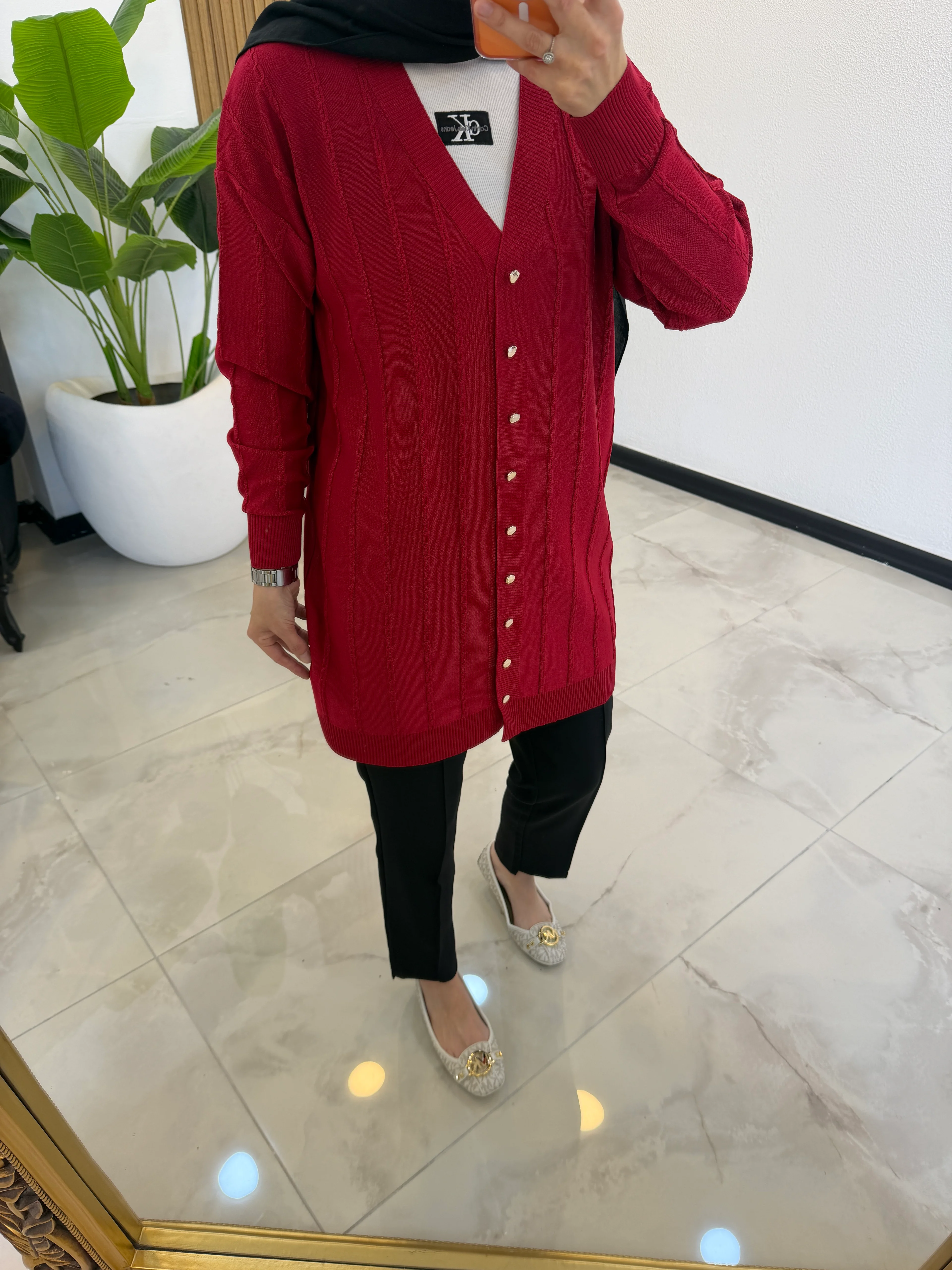 BURGU MERSERİZE HIRKA KIRMIZI