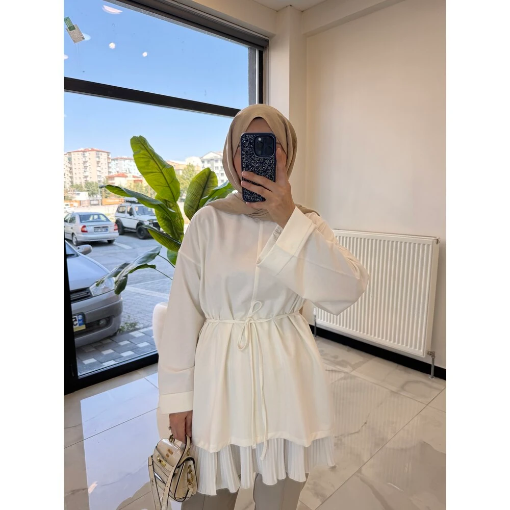 YIRTMAÇLI BLUZ EKRU