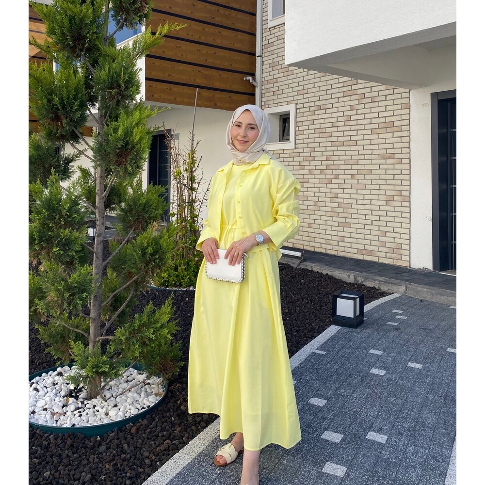 GÖMLEKLİ ELBİSE YELLOW