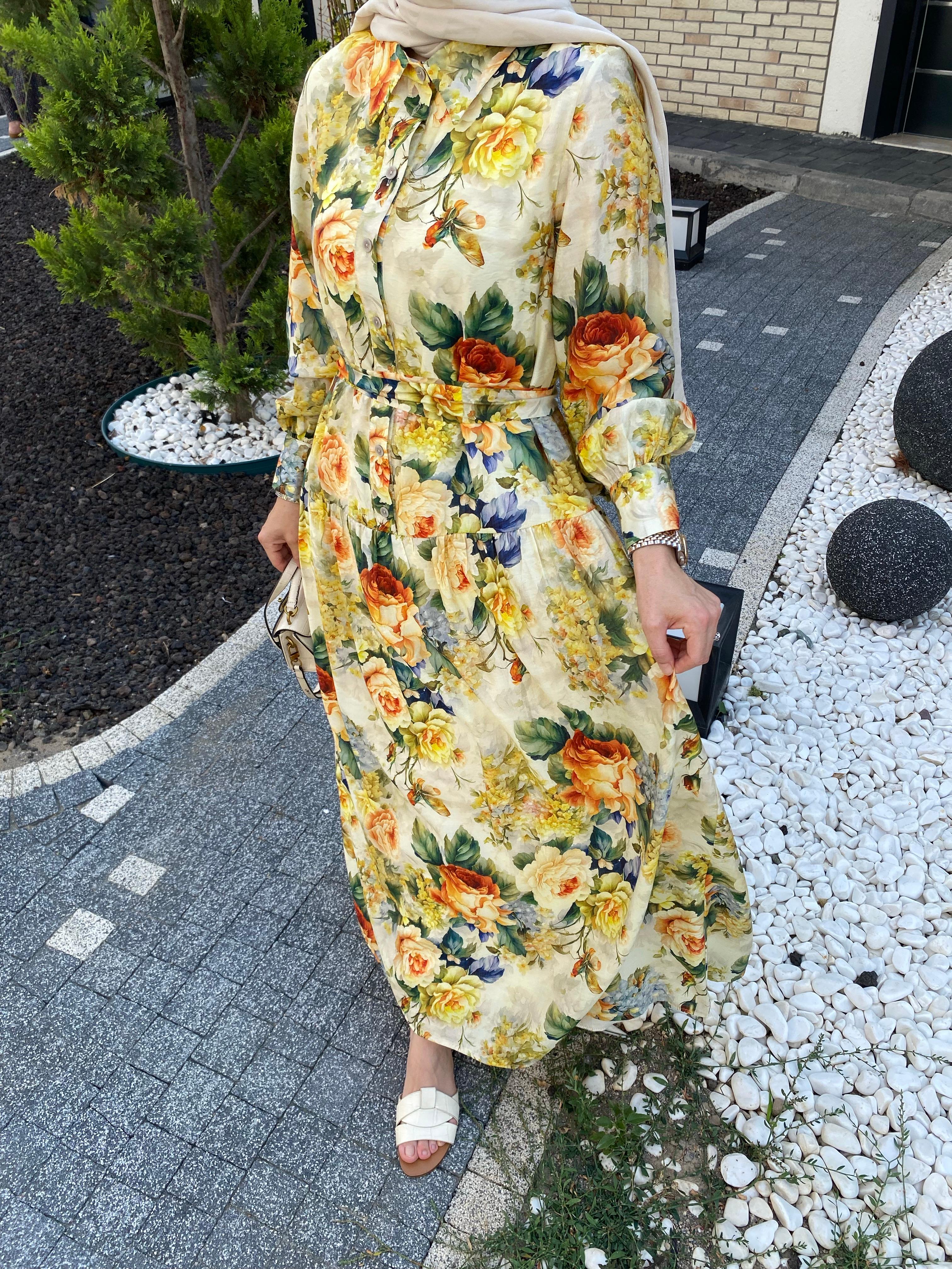 FLOWERS DRESS LİMON