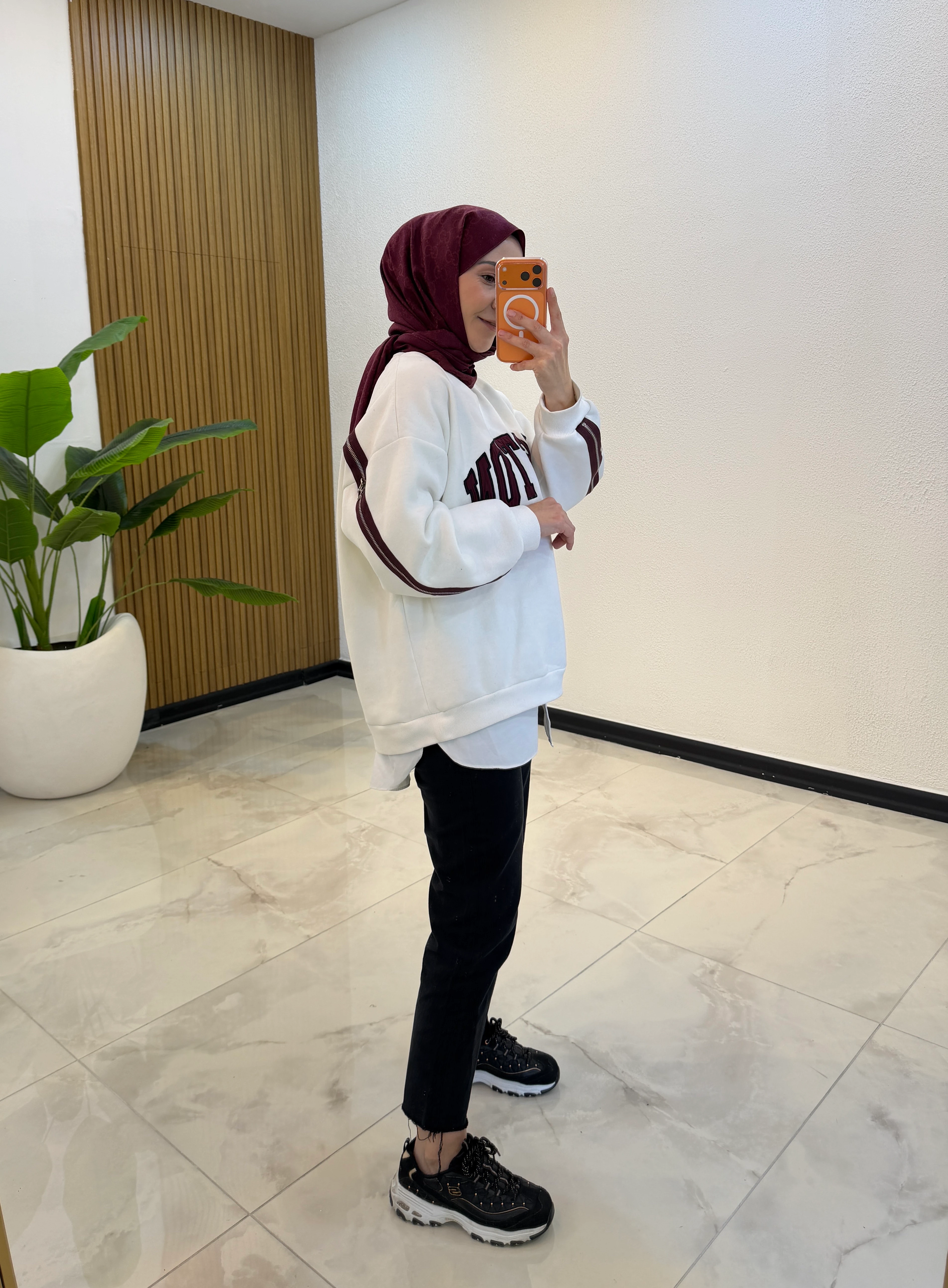 OVERSİZE FERMUAR DETAYLI SWEATSHIRT BEYAZ