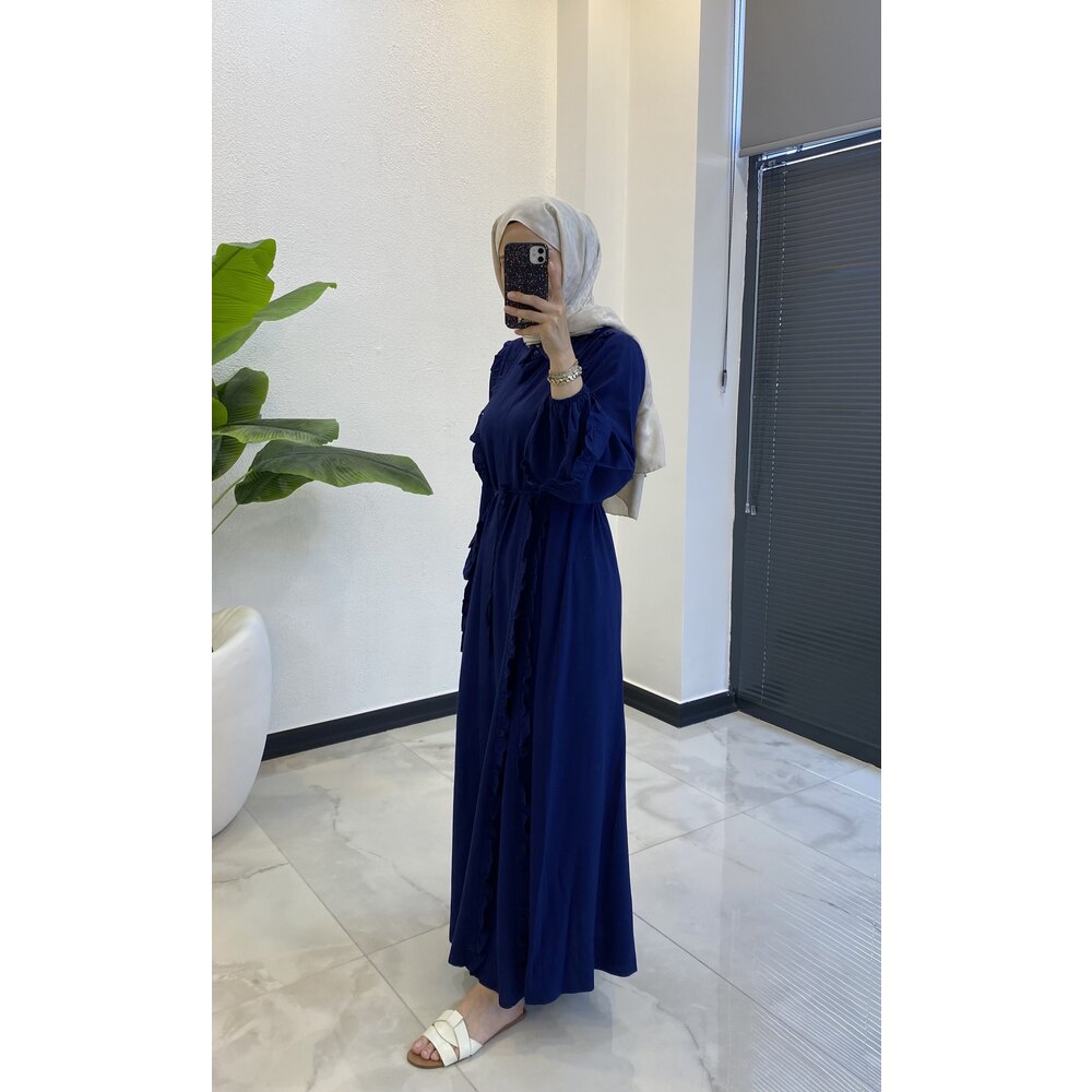 ISABELLA KETEN ELBİSE LACİVERT