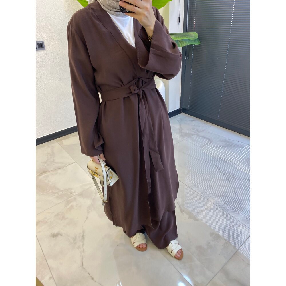 İKİLİ ABAYA TAKIM ACIKAHVE