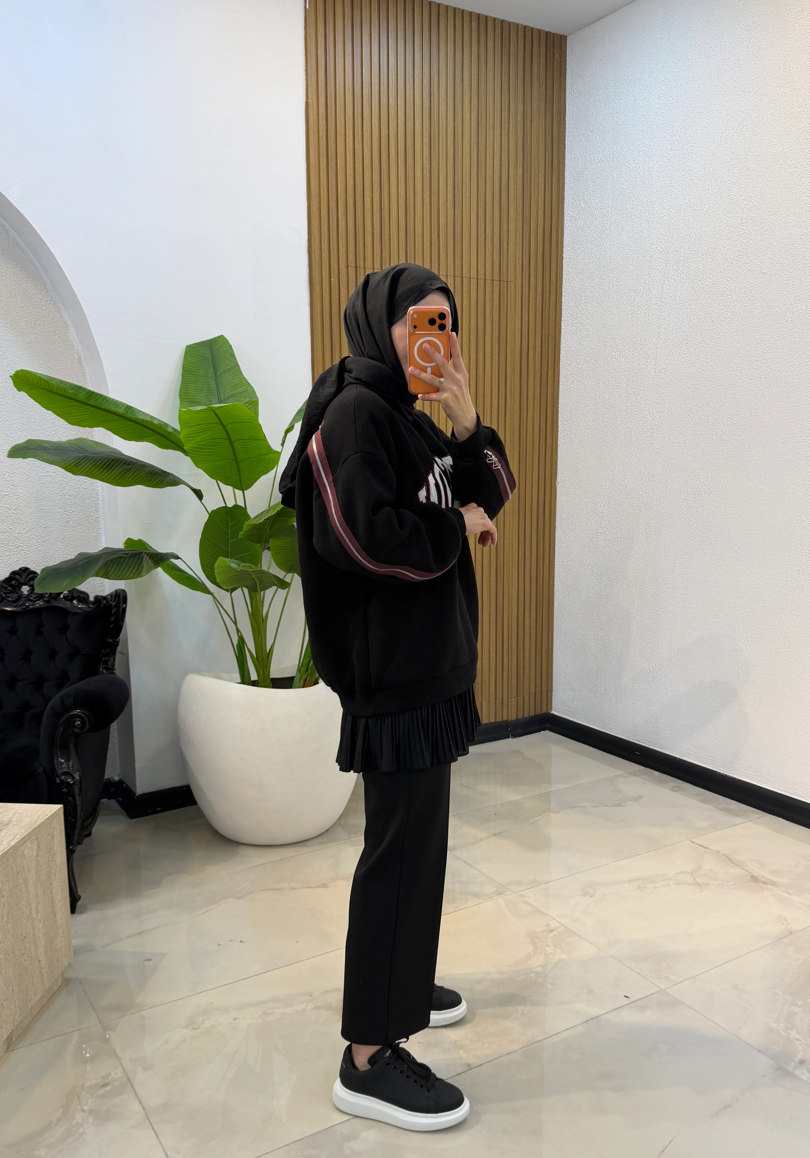 OVERSİZE FERMUAR DETAYLI SWEATSHİRT SİYAH