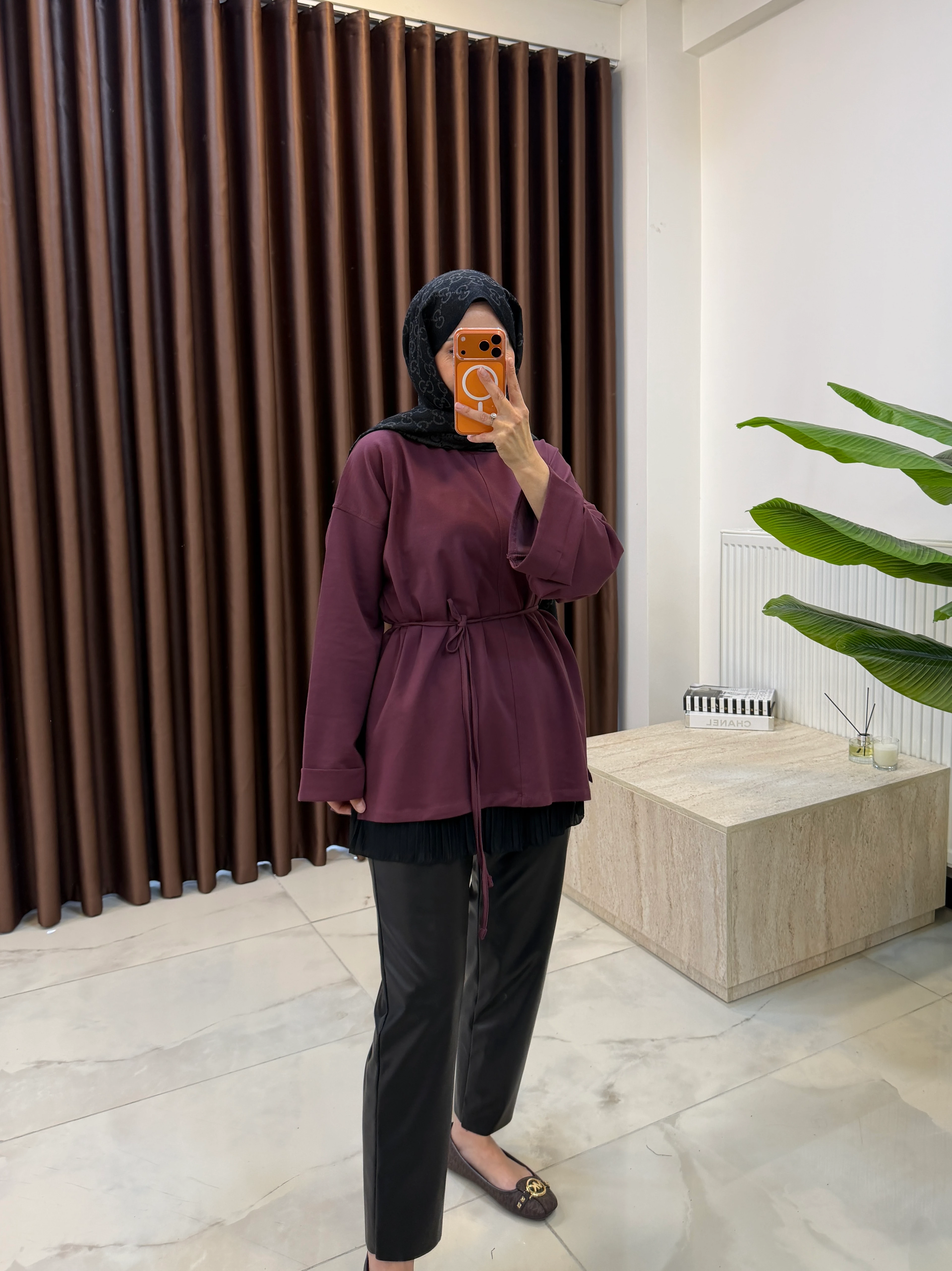 YIRTMAÇLI BLUZ MÜRDÜM