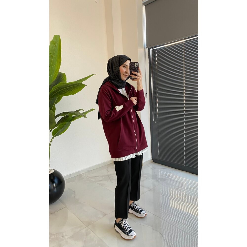 2 İPLİK KAPÜŞONLU SWEAT BORDO