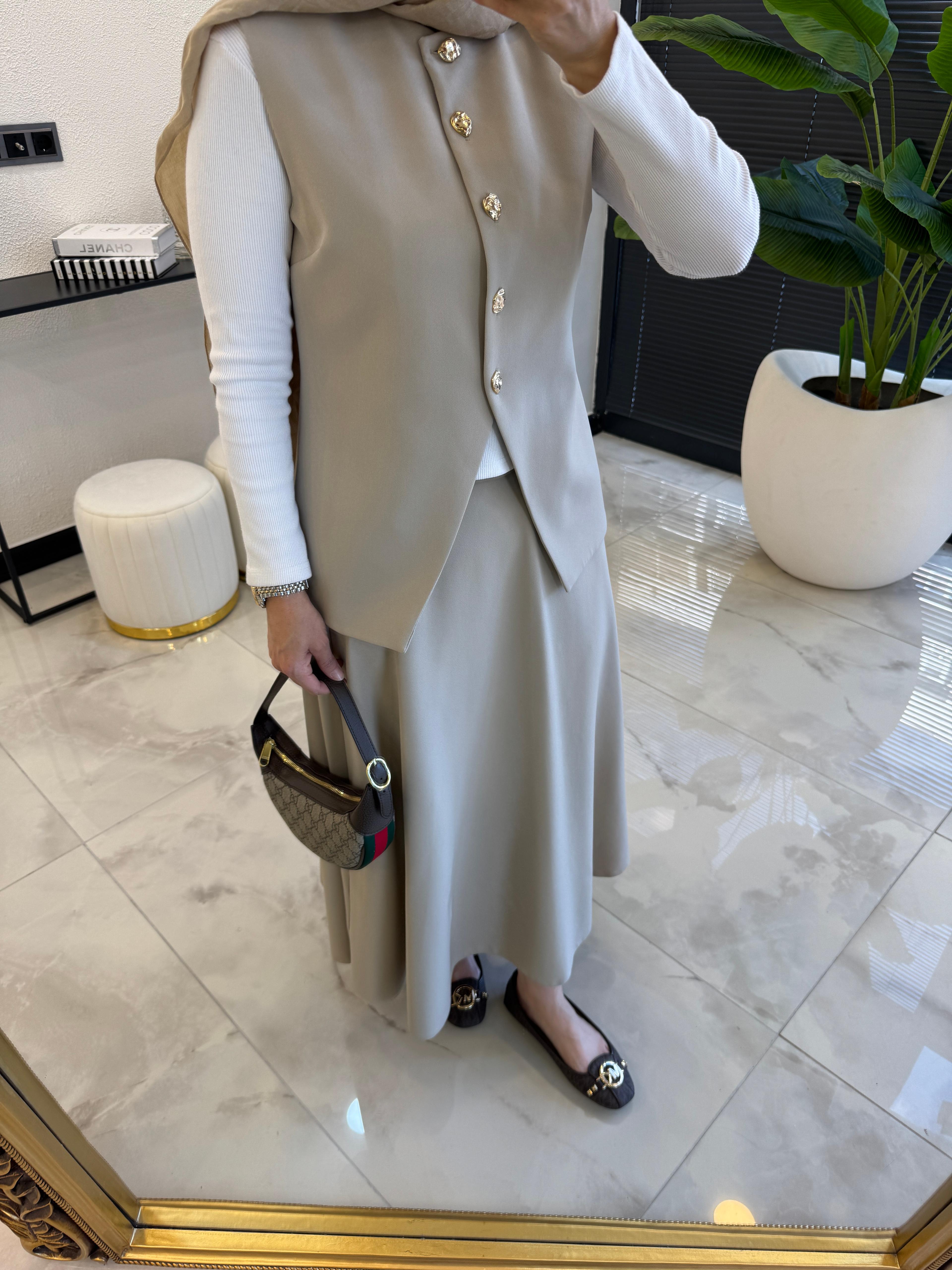 SARAH YELEKLİ TAKIM BEJ