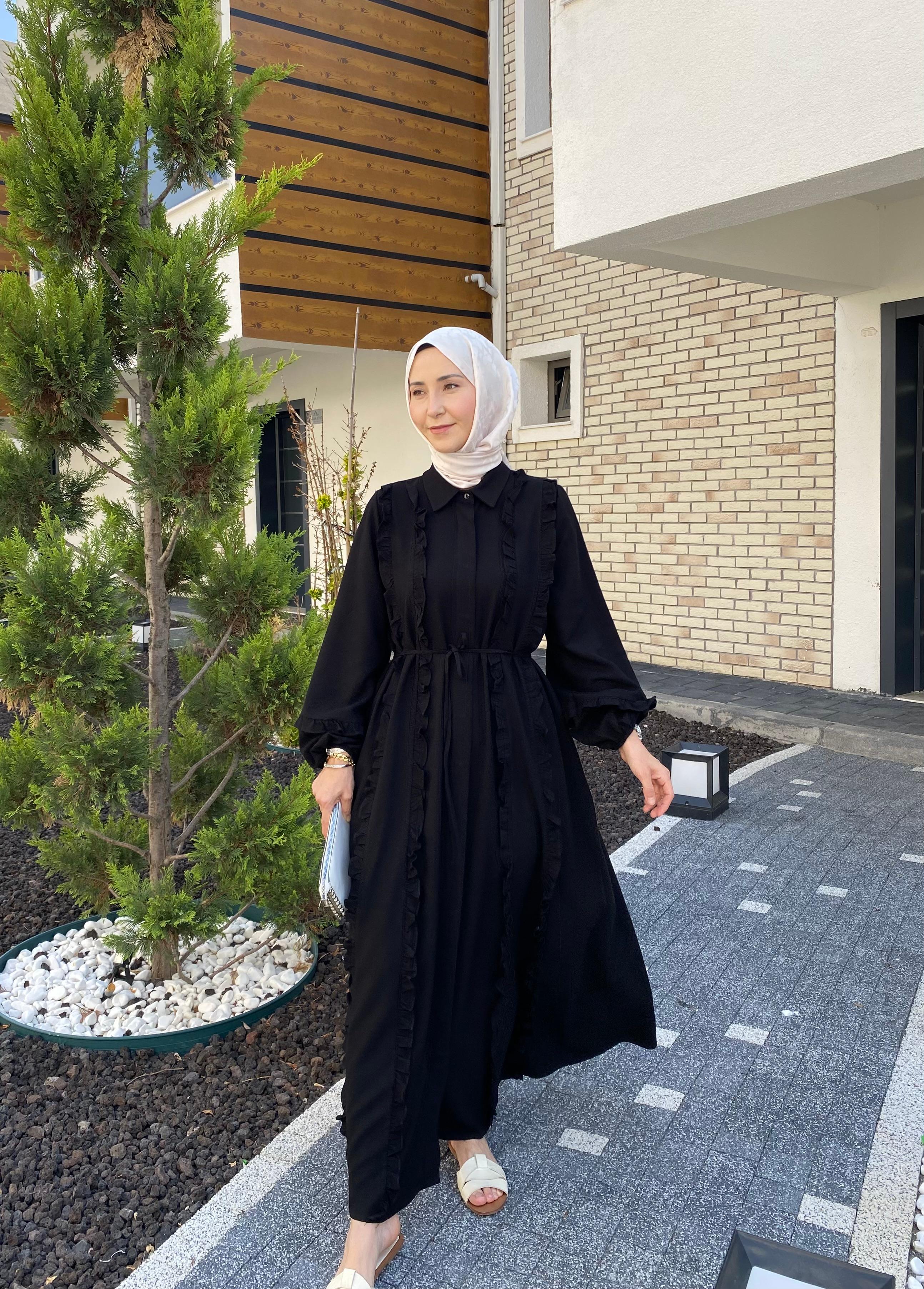 ISABELLA KETEN ELBİSE SİYAH