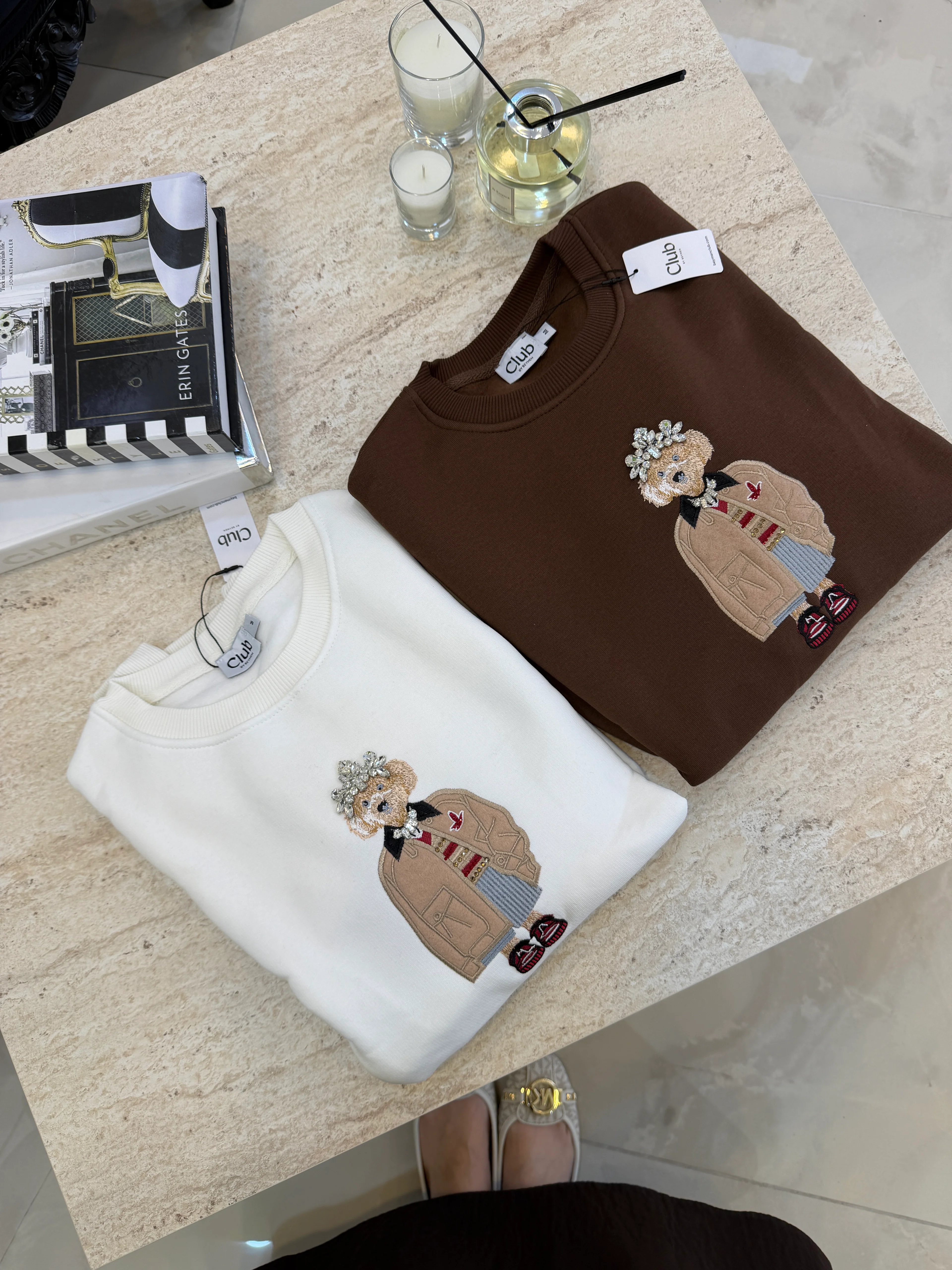 NAKIŞLI SWEAT KAHVE