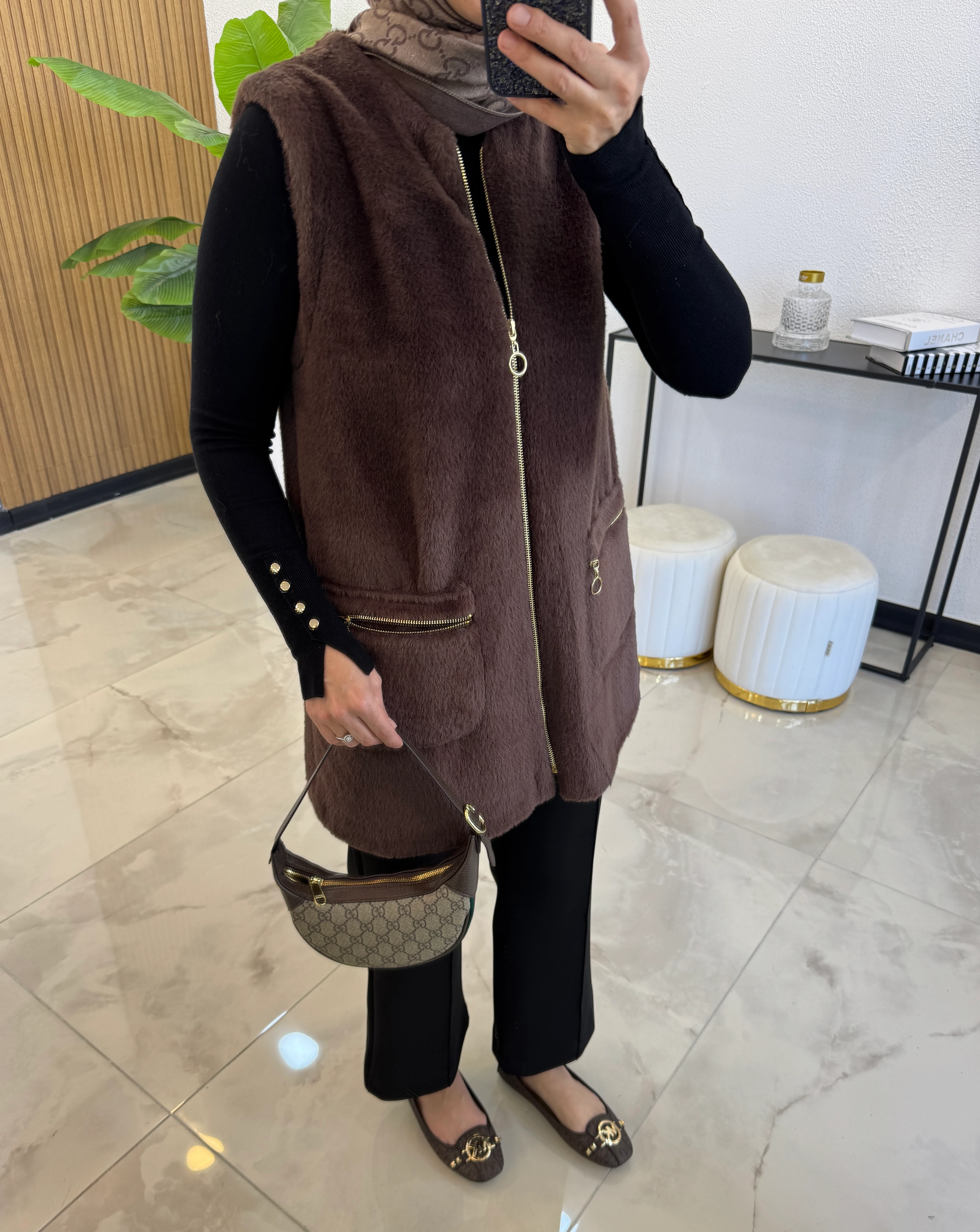 PREMIUM ANGORA YELEK KAHVE