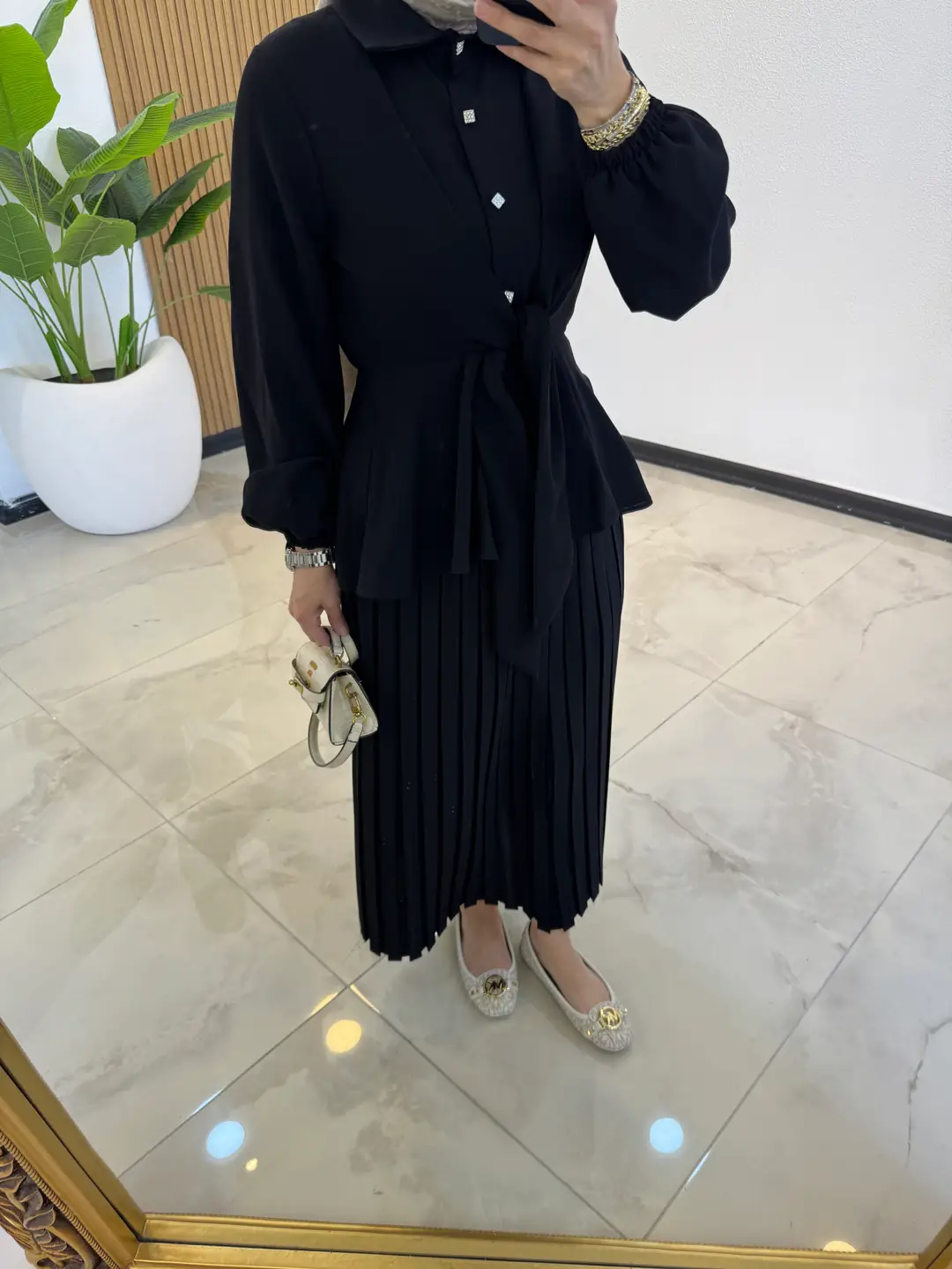 PLİSELİ TAŞLI TAKIM SİYAH