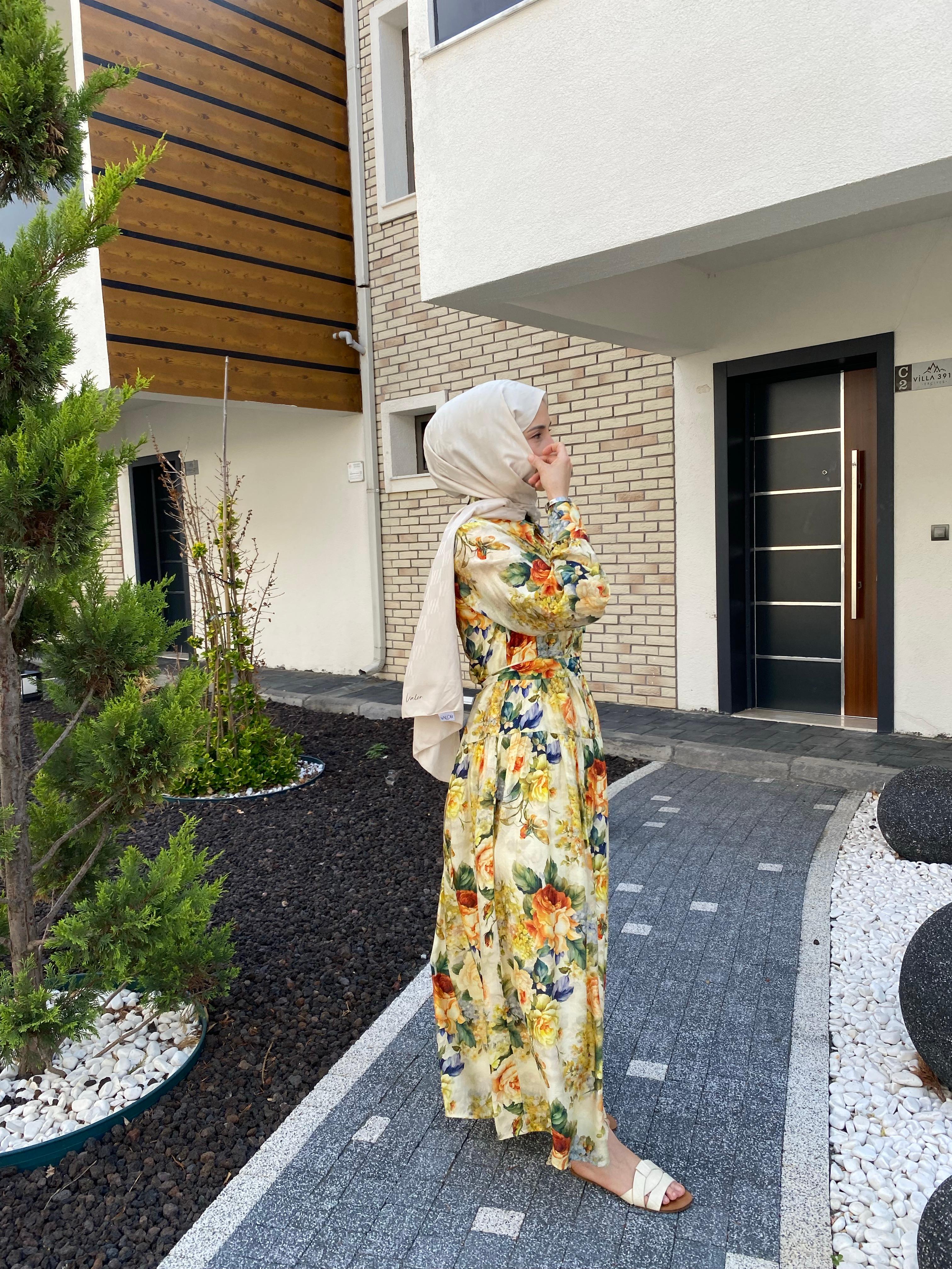 FLOWERS DRESS LİMON